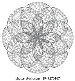 Abstract linear black and white design element. Openwork ornament