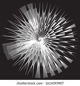 Abstract linear black and white Spiral Background. Openwork ornament