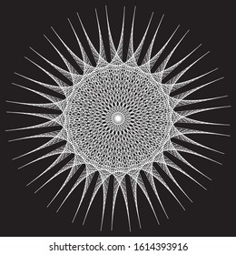Abstract linear black and white Spiral Background. Openwork ornament