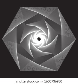 Abstract linear black and white Spiral Background. High Saturated. Gradients Different Geometrical Shapes
