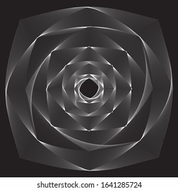 Abstract linear black and white Spiral Background. High Saturated. Gradients Different Geometrical Shapes