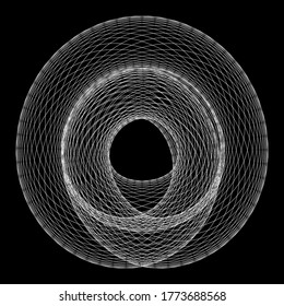 Abstract linear black and white Spiral Background. High Saturated. Gradients Different Geometrical Shapes