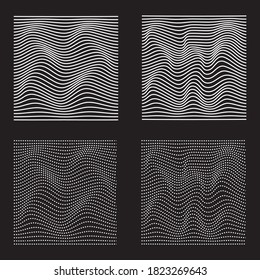 Abstract linear black and white Spiral Backgrounds, textures. High Saturated. Gradients Different Geometrical Shapes