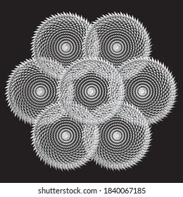Abstract linear black and white Spiral Background. Openwork ornament