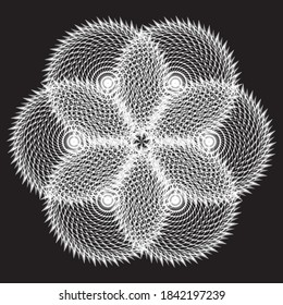 Abstract linear black and white Spiral Background. Openwork ornament