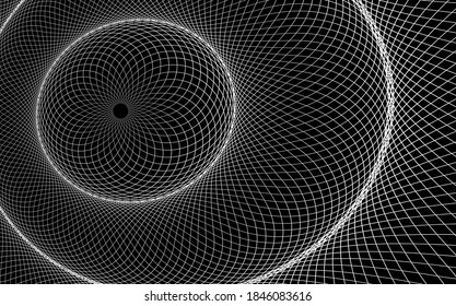 Abstract linear black and white Spiral Background. High Saturated. Gradients Different Geometrical Shapes