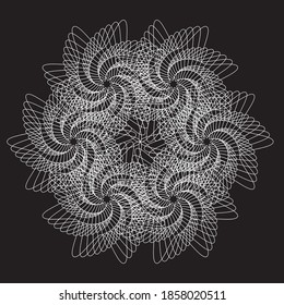 Resumen de fondo espiral lineal en blanco y negro. Ornamento de apertura