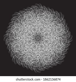 Abstract linear black and white Spiral Background. Openwork ornament