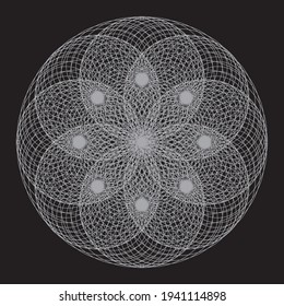 Abstract linear black and white Spiral Background. Openwork ornament