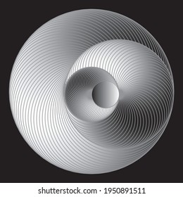 Abstract linear black and white Spiral Background. High Saturated. Gradients Different Geometrical Shapes