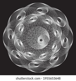 Resumen de fondo espiral lineal en blanco y negro. Ornamento de apertura