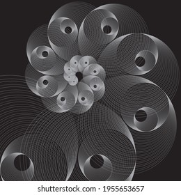 Abstrakter linearer schwarz-weißer Spiralhintergrund. Schmuckstück