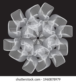 Abstract linear black and white Spiral Design element. Vector image