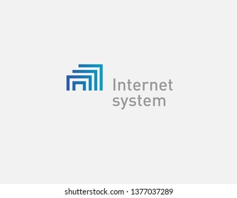 Abstract linear blue logo internet web system