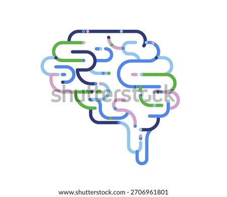 Abstract linear brain infographic. Mental health concept vector illustration.