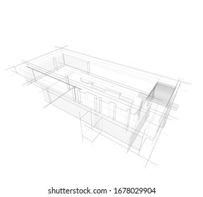 arquitectura de construcción lineal abstracta Ilustración 3d