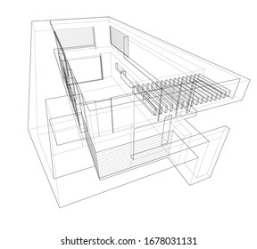 arquitectura de construcción lineal abstracta Ilustración 3d