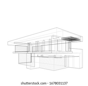 arquitectura de construcción lineal abstracta Ilustración 3d