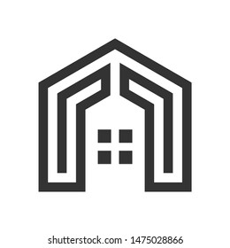 Abstract linear building or home logo icon vector