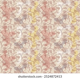 Abstrato linear craveiro flores projeto padrão sem costura. Ilustração vetorial