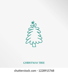 Abstract linear christmas tree in the snow. Flat design. Vector graphics