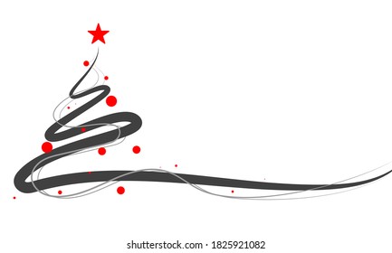 Abstract linear christmas tree, vector art illustration.