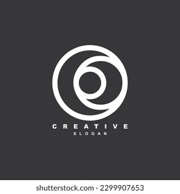 Abstract linear circle moon logo design. letter CO COC logo for your brand or business