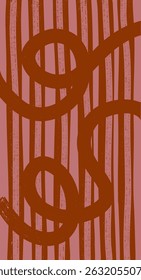 Abstract linear and circular shapes in pink and brown color palette, creating a modern aesthetic