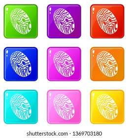 Abstract linear clothes button icons set 9 color collection isolated on white for any design