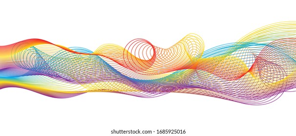 Abstract linear colorful background. Vector illustration. Thin line wavy background. Futuristic pattern