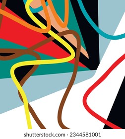 abstract linear composition with colorful lines