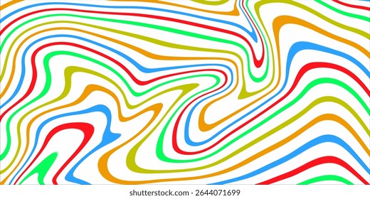 Abstract linear distorted pattern. Retro hippie colorful background with wavy psychedelic texture, optical illusion effect abstract background with psychedelic texture	