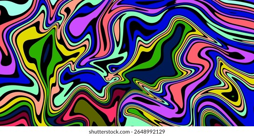 Abstract linear distorted pattern. Retro hippie colorful background Retro, wavy psychedelic pattern wavy psychedelic texture, optical illusion effect	