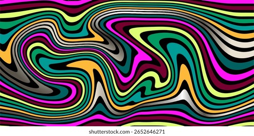 Abstract linear distorted pattern. Retro hippie colorful background Retro, wavy psychedelic pattern wavy psychedelic texture, optical illusion effect	