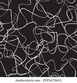 Abstract linear doodles. Scribble seamless background for fabrics, textiles, packaging and wallpaper. Vector background	