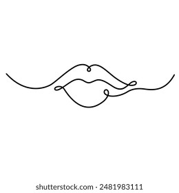Abstract linear drawing of female lips on a white background. Vector illustration