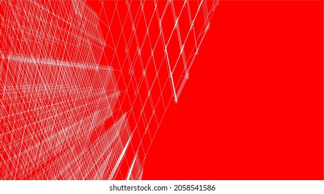 abstrakte lineare Zeichnung auf rotem Hintergrund, Vektorgrafik