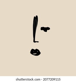 Abstract linear face. Decor Printable Art, Abstract Art Prints, Modern Wall Art, House Warming Gift. Hand drawn portrait in modern abstract graphic style.