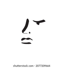 Abstract linear face. Decor Printable Art, Abstract Art Prints, Modern Wall Art, House Warming Gift. Hand drawn portrait in modern abstract graphic style.