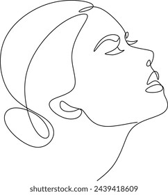 Abstraktes lineares weibliches Gesicht. Das Konzept der Hautschönheitspflege für junge weibliche Modelle. Fashion Beauty Model mit weißem Hintergrund. Vektor