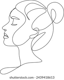 Cara femenina lineal abstracta.El concepto de cuidado de belleza de la piel para modelos femeninas jóvenes. Modelo de belleza de moda con un fondo blanco. Vector