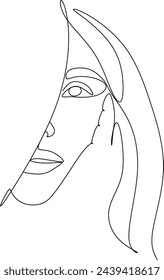 Abstract linear female face.The Concept of Skin Beauty Care for young female models. Fashion beauty model with a white background. Vector