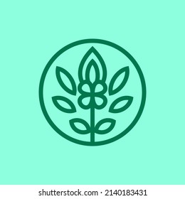 Abstract linear flower icon in a circle. Geometric, botanical flower icon as a mascot, logo, decorative ornament, pattern. Vector graphics