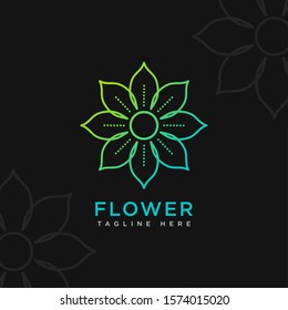 Abstract linear flower logo modern minimalist design icon vector style.