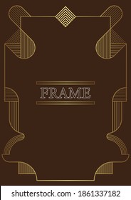 Abstract linear frame vector gold color template.