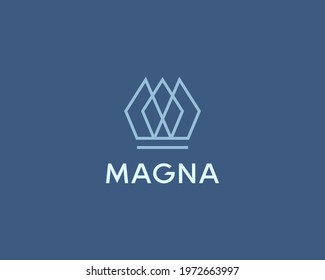 Abstract linear gem crown logo design. Premium boutique, hotel, spa logotype. Royal, king linear symbol emblem.