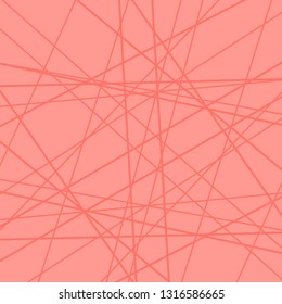 Abstract linear geometric background. Vector illustration. Living Coral - trendy color 2019 year.