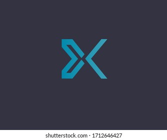 Abstract linear geometric blue logo icon letter X for your company. Typography.