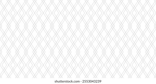 Abstract linear geometric seamless pattern. Light grey and white minimal vector background. Simple outline ornament with rhombuses, diamonds, thin lines, grid. Subtle modern texture. Repeated design