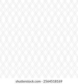 Abstract linear geometric seamless pattern. Gray and white minimalist vector background. Simple ornament with rhombuses, diamonds, thin lines, grid. Subtle minimal geo texture. Repeated modern design